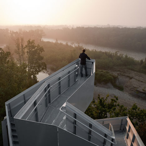 Observation Tower on the River Mur by terrain loenhart mayr